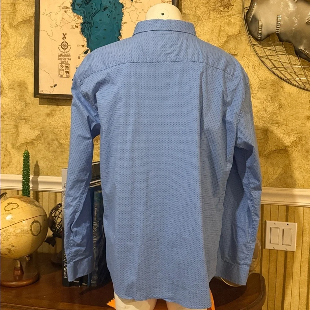 Perruzo Men's Blue Geometric design Button-Up Shirt. Dress or Casual. Size 3XL.